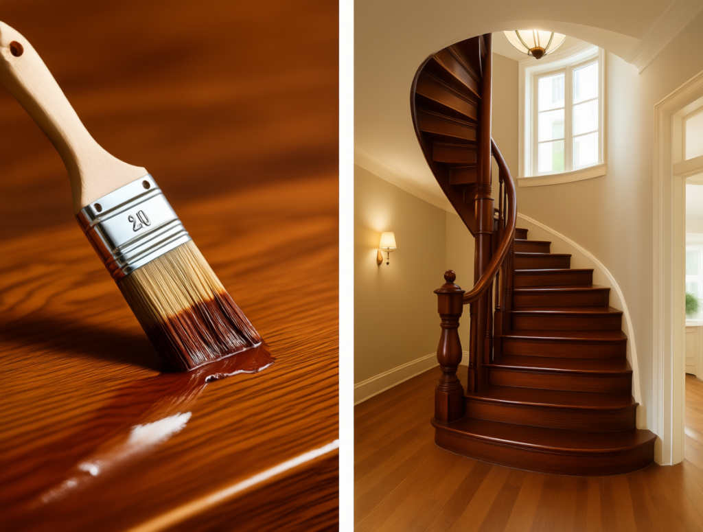 Покраска деревянных лестниц в рамках комплексного проекта